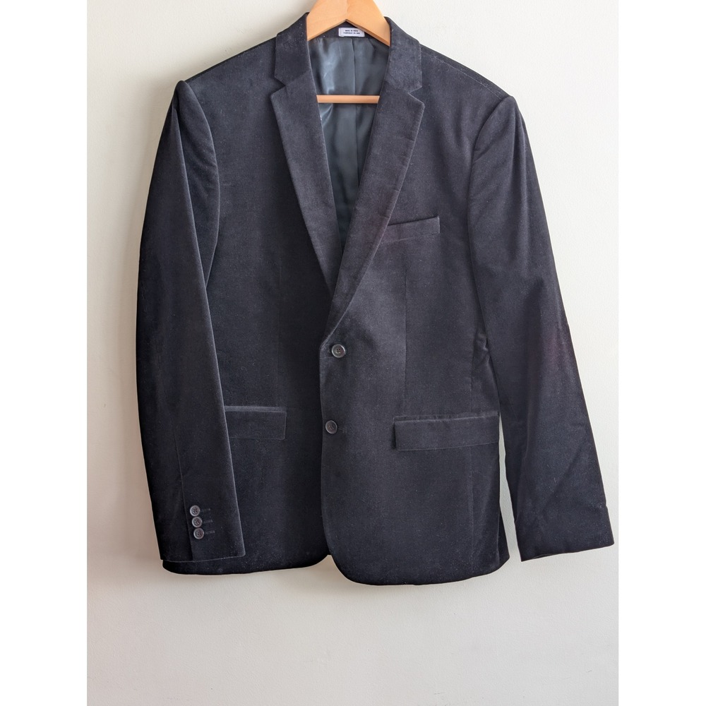 Calvin Klein Mens Black Velvet Blazer Sport Coat Jacket Sz M Quiet Luxury Modern